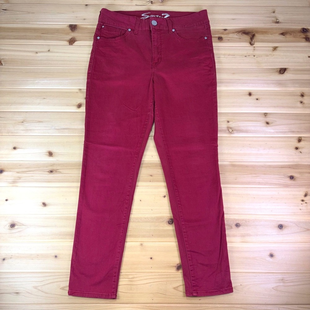 Seven 7 Jeans Womens 10 Red Skinny Booty Shaper High Rise Denim Jeans